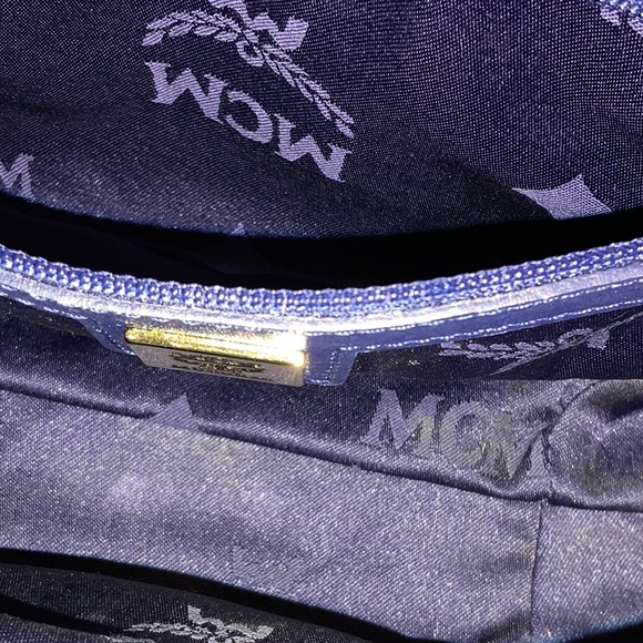 MCM Chocolate Embossed Clutch with Gold Chain - Picture 13 of 17